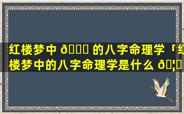 红楼梦中 🐛 的八字命理学「红楼梦中的八字命理学是什么 🦟 」